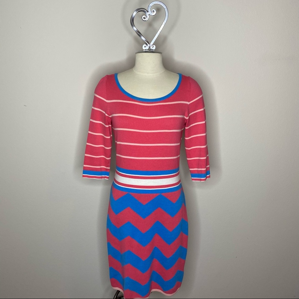 Lilly Pulitzer Pink & Blue Striped Chevron Knit Dress